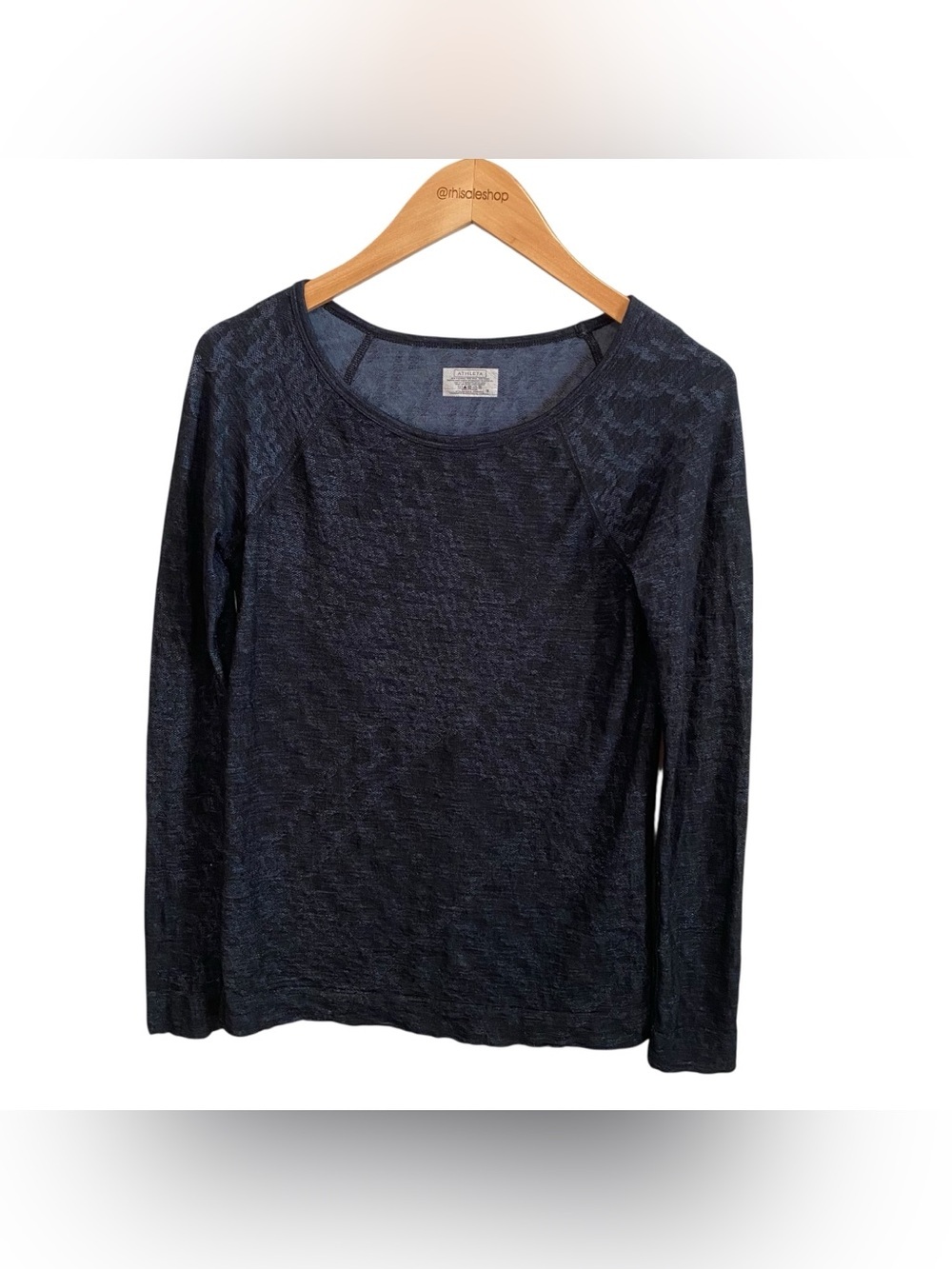 Athleta Black Gray Textured Wool Blend Long Sleeve Base Layer Tee Size Small